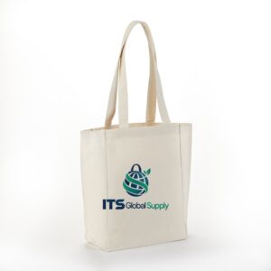 ITB700 natural cotton canvas tote bag printed with ITS Global Supply logo